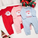 Personalised Cute Santa Claus Design 100% Cotton Soft Baby Romper with Embroidered Name Christmas Gift for Baby Newborn