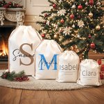 Personalized Simple Name Initial Text Sack Drawstring Treat Bag Daily Use Party Favors Christmas Gift for Kids Family Friends