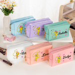 Personalisierte Long-Tailed Leopard Marsupilami PU Leder Kosmetiktasche mit Namen Reise Essentials Geburtstag Geschenk für Sie | Callie × Marsupilami®