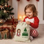 Personalisierter Weihnachts-Geschenksack mit Niedlichem Cartoon-Charakter Weihnachtsbaum Spruche und Namen Weihnachtsgeschenk für Kinder Familie 3