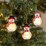 Personlig söt snögubbe LED-ljus träjuldekoration med namn julstrumpa dekoration vinterfest present för familj och barn