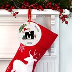 Personalised Santa Hat Initial Snowman Ceramic Ornament with Name and Year Tree Decor Christmas Gift for Family Kids