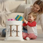 Personalized Simple Name Initial Text Sack Drawstring Treat Bag Daily Use Party Favors Christmas Gift for Kids Family Friends