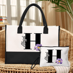 Personalizada Flor de Nacimiento Bolsa Tote Grande Bolsa de Maquillaje Portátil con Nombre e Inicial Accesorios de Viaje Regalo de Cumpleaños para Mujer