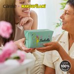 Personalised Long-Tailed Leopard Marsupilami PU Leather Makeup Pouch Bag with Name Travel Essentials Birthday Gift for Her  | Callie × Marsupilami®