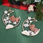 Gepersonaliseerd Moon Shaker Bear Baby Frist Kerst Ornament met Naam Kamer Decoratie Kerstcadeau voor Meisje Jongen Ouders