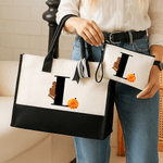 Bolso tote grande y neceser de maquillaje portátil personalizados con flor de nacimiento nombre e inicial regalo de cumpleaños para mujer