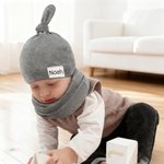 Spersonalizowane imię Miękki szalik dziecięcy Zestaw akcesoriów Zimowy niezbędny prezent urodzinowy dla noworodków