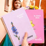 Spersonalizowany Klasyczny Planer Urodzinowy Kwiat 2026 A5 Notatnik Spiralny z Tygodniowymi Miesięcznymi Stronami do Planowania Codziennego Użytku Prezent Urodzinowy dla Przyjaciół Rodziny