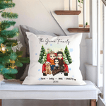 Personalised Family Cartoon Characters Soft Cushion Cover with Name and Year Home Decor Birthday Anniversary Christmas Gift for Family