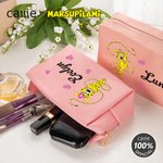 Personalised Long-Tailed Leopard Marsupilami PU Leather Makeup Pouch Bag with Name Travel Essentials Birthday Gift for Her  | Callie × Marsupilami®