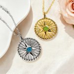 Collier Médaille d'Energie Hexagramme Gardien Personnalisé avec Pierre de Naissance Bijoux de Famille délicat Cadeau d'Anniversaire pour Femmes Hommes