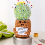 Coussin à épingles personnalisé au crochet avec boîte de rangement magnétique Fournitures de couture Cadeau pour les passionnés de couture et de patchwork