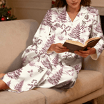 Pyjama en Toile de Jouy Personnalisé avec Initiale et Motif Pyjama en Tissu Super Douce Cadeau Anniversaire Noël pour Femme
