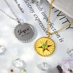 Collier Médaille d'Energie Hexagramme Gardien Personnalisé avec Pierre de Naissance Bijoux de Famille délicat Cadeau d'Anniversaire pour Femmes Hommes