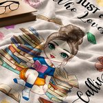 Personalised Cartoon Reading Character Birth Flower Soft Throw Blanket with Name and Title Home Decor Birthday Gift for Family Bookworms