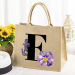 Bolsa de yute personalizada con inicial y nombre Accesorios de viaje Regalo de cumpleaños para mujer