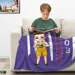 Personalisierte Baseball Basketball Cartoon Charakter weiche Decke mit Namen und Nummer Geburtstag Geschenk für Familie Freunde Sportbegeisterte werfen