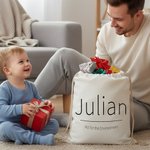 Personalized Simple Name Initial Text Sack Drawstring Treat Bag Daily Use Party Favors Christmas Gift for Kids Family Friends