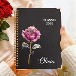 Spersonalizowany Klasyczny Planer Urodzinowy Kwiat 2026 A5 Notatnik Spiralny z Tygodniowymi Miesięcznymi Stronami do Planowania Codziennego Użytku Prezent Urodzinowy dla Przyjaciół Rodziny
