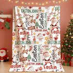 Manta blanda personalizada con el nombre del muñeco de nieve Papá Noel Tema de Navidad Decoración del hogar Regalo de Navidad para niños Familia
