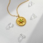 Collier Médaille d'Energie Hexagramme Gardien Personnalisé avec Pierre de Naissance Bijoux de Famille délicat Cadeau d'Anniversaire pour Femmes Hommes