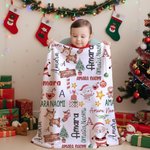 Manta blanda personalizada con el nombre del muñeco de nieve Papá Noel Tema de Navidad Decoración del hogar Regalo de Navidad para niños Familia