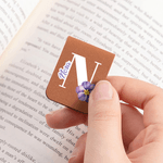 Personalized Birth Flower Magnetic PU Leather Bookmark Clip with Name and Initial Reading Accessories Birthday Gift for Book Lovers Bookworms