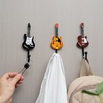 Crochets décoratifs de tête de guitare électrique personnalisés avec nom Lot de 3 Décorations de studio de musique pour la maison Cadeau d'anniversaire pour joueur de guitare Amoureux de la musique