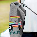 Personalisierte bunte Golf Cart Waffel Golfhandtuch mit Namen und hängenden Clip Sportzubehör Geburtstagsgeschenk für Golfspieler