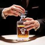 Decantador de whisky Highland Cow personalizado con texto y caja de madera Accesorio de bar Regalo de cumpleaños para hombres amantes del whisky
