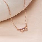 Personalised Double Hearts Infinity Necklace with Birthstone Dainty Jewellery Birthday Anniversary Gift for Women