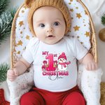 Spersonalizowany pierwszy świąteczny bałwanek 100% bawełna Body niemowlęce z imieniem Prezent świąteczny dla nowych rodziców dziecka