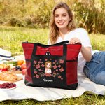 Personalizada Nacimiento Flor Caricatura Personaje Grande Oxford Bolsa Tote con Bolsillo de Malla y Nombre Viaje Cumpleaños Regalo para Mujeres