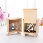 Gepersonaliseerde schattige cartoon karakter geboorte bloem houten duidelijke spaarpot spaarpot met naam verjaardag kinderdag Desk Decor Gift voor jongens meisjes