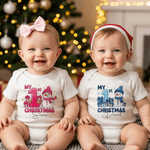 Personalised 1st Christmas Snowman 100% Cotton Baby Bodysuit with Name Christmas Gift for Baby New Parents