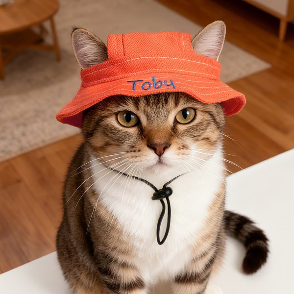 Personalised Multicolour Milk Pattern Adjustable Pet Bucket Hat with Embroidered Name Pet Daily Wear Birthday Gift for Pet Mom Dad Pet Lovers