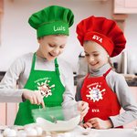 Set de delantal y gorro de cocinero personalizado en algodón con nombre y diseño de unicornio regalo de cumpleaños para niños