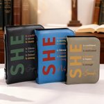 Personalized She is Bible Verses Multicolour PU Leather Book Cover with Name Christmas Birthday Baptism Gift for Christian Family Friends