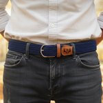 Ceinture Élastique Tissée Sans Trou Personnalisé avec Nom Initiale Style Monogramme Cadeau d'Anniversaire pour Homme Père