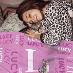 Personalized Cute 3D Cartoon Multicolor Soft Pet Blanket with Name Pet Supplies Birthday Gift for Cat Dog Pet Lovers