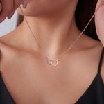 Personalised Double Hearts Infinity Necklace with Birthstone Dainty Jewellery Birthday Anniversary Gift for Women