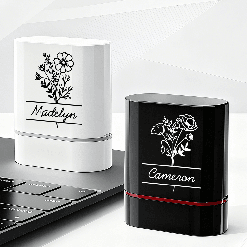 Personalized Birth Flower Portable Signature Stamp with Name Daily Use Birthday Gift for Friends Family 5