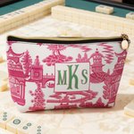 Personalisierte Chinoiserie Pagode Schminktasche mit Monogramm Mahjong Accessoire Weihnachten Geburtstag Geschenk für Frauen Mahjong Liebhaber