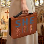 Personalized She is Bible Verses Multicolour PU Leather Book Cover with Name Christmas Birthday Baptism Gift for Christian Family Friends