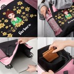 Personalizada Nacimiento Flor Caricatura Personaje Grande Oxford Bolsa Tote con Bolsillo de Malla y Nombre Viaje Cumpleaños Regalo para Mujeres