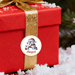 Personalized Christmas Elf Snowman House Initial Waterproof Stickers with Name Set of 2 Gift Decor Christmas Party Favors for Kids Family
