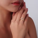 Personalized Double Heart Birthstones Zircon Ring with Engraved Name and Text Dainty Jewelry Valentine's Day Anniversary Birthday Gift for Women