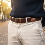 Ceinture Élastique Tissée Sans Trou Personnalisé avec Nom Initiale Style Monogramme Cadeau d'Anniversaire pour Homme Père