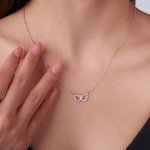 Personalised Double Hearts Infinity Necklace with Birthstone Dainty Jewellery Birthday Anniversary Gift for Women